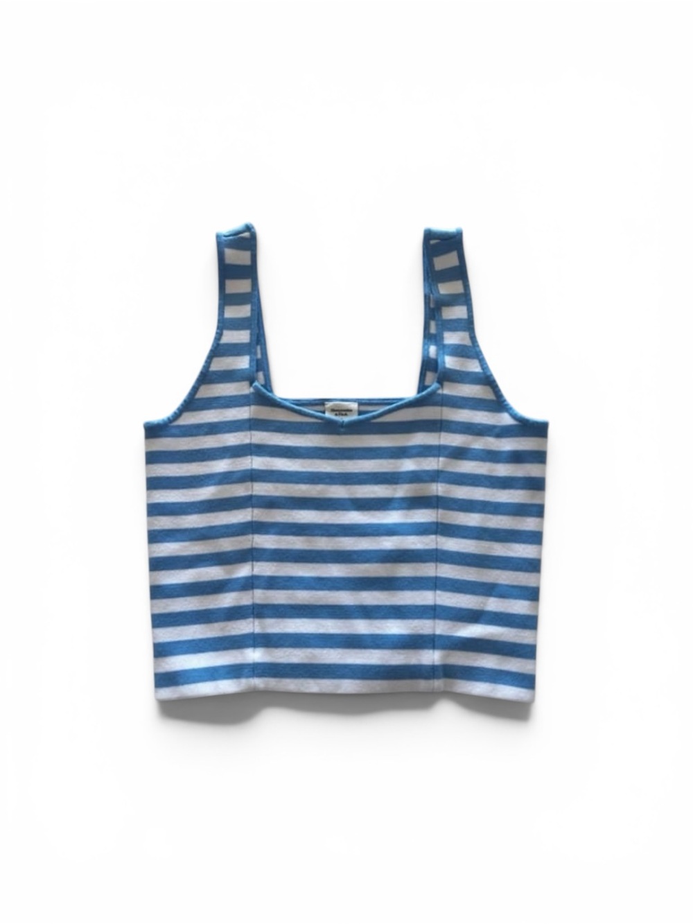 Abercrombie Striped Blue and White Tank Top – Womens Cropped Square Neck